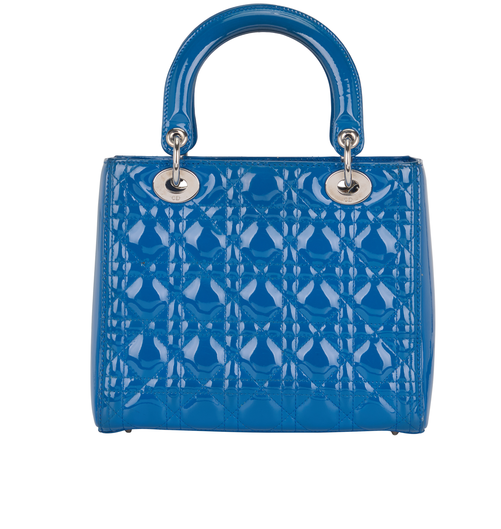 Medium Lady Dior, &pound;1,200, Handbags, Blue, Patent Leather, Back view